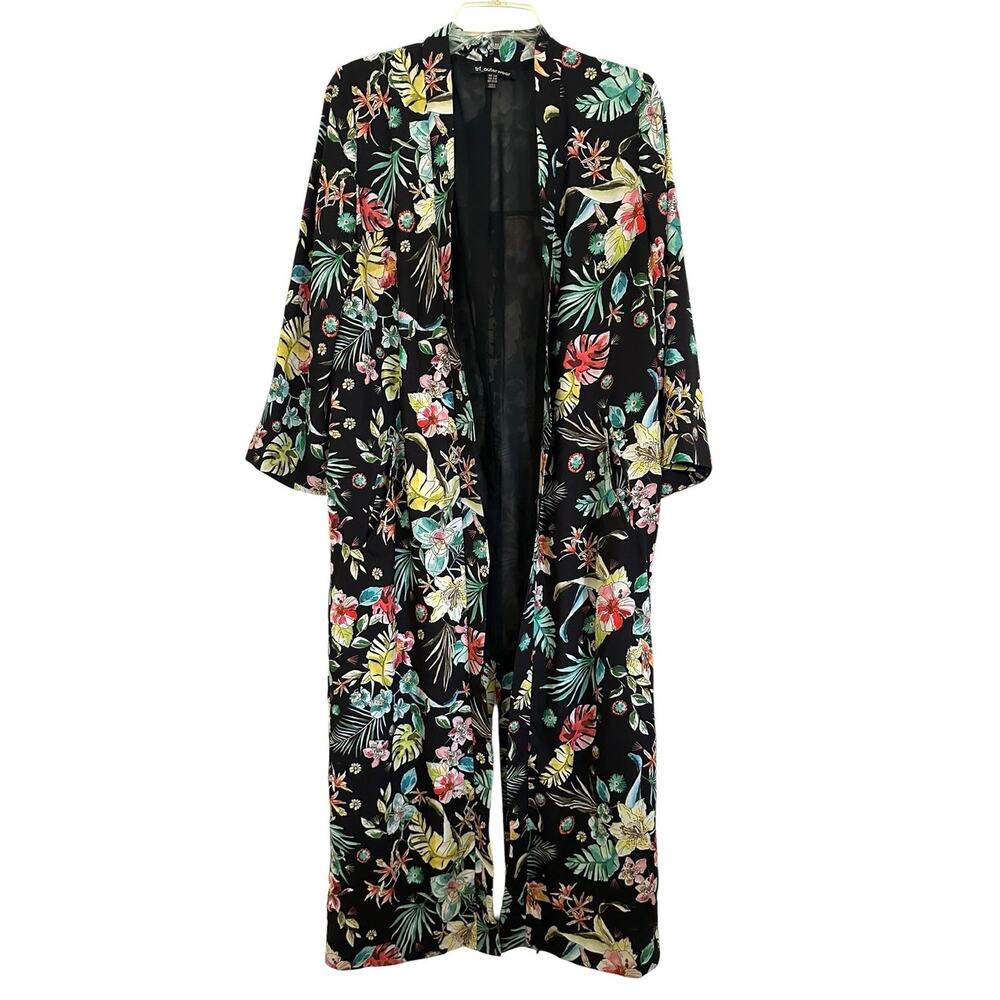 Zara TRF Tropical Floral Maxi Kimono Duster Cardigan size S/M - Picture 5 of 9